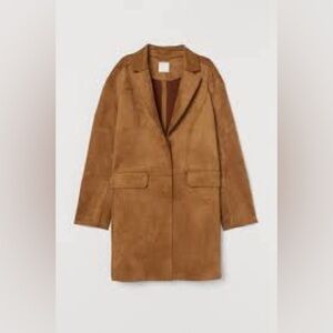 H& M | faux suede cognac coat